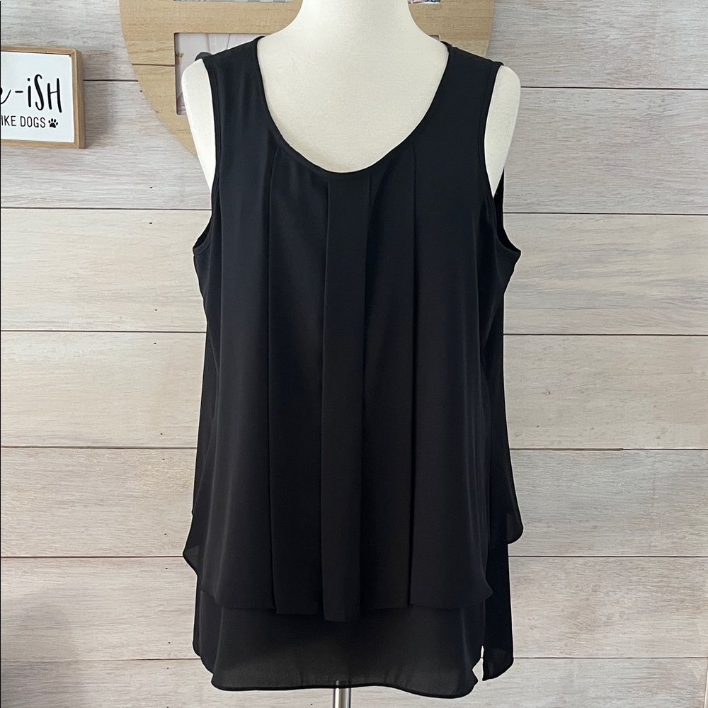 Alfani Black Layered Tank Top M
